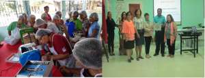 SLP program-participants show off what they have learned during the skills training (left photo) while Dir. Tapispisan presents certificate of appreciation to a representative of DTI who provided technical assistance to program-participants.