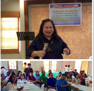 DSWD FO 02 Regional Director Remia T. Tapispisan (top photo) welcomes MSWDOs of from the different municipalities of Nueva Vizcaya in the Orientation on the Revised Implementing Rules and Regulations of R.A. 10630.
